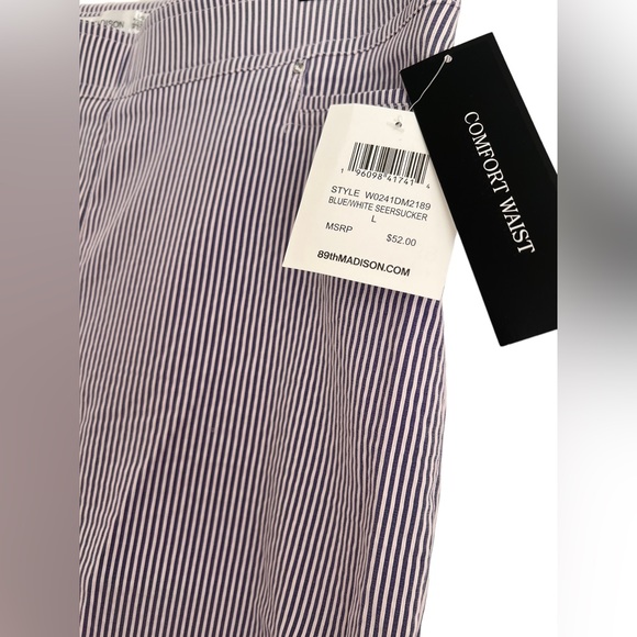 NWT 89TH Madison. Women Striped Short. Size L Color Blue White - Picture 6 of 12